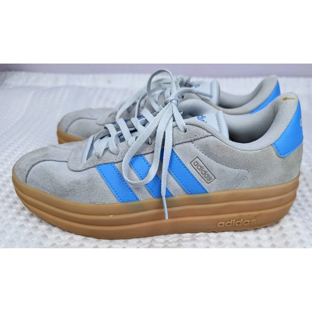 Adidas Womens VL Court Bold IH2310 Blue Gray Casual Sneakers Size 8 Platform